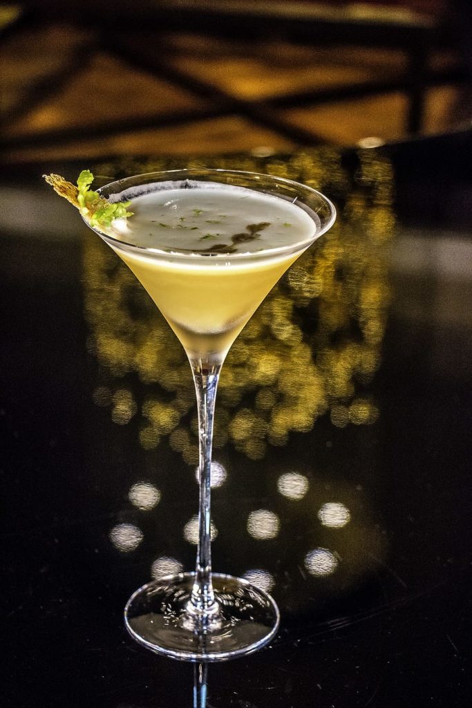 Xanthia is a yellow-colored cocktail that is served in a tall cocktail glass