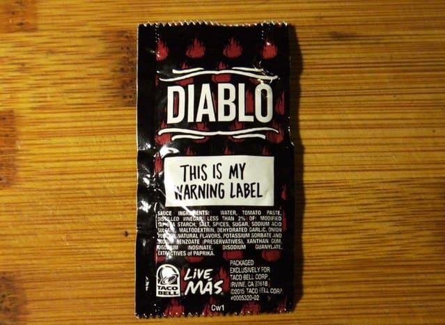 A small pack of Taco Bell Diablo Sauce