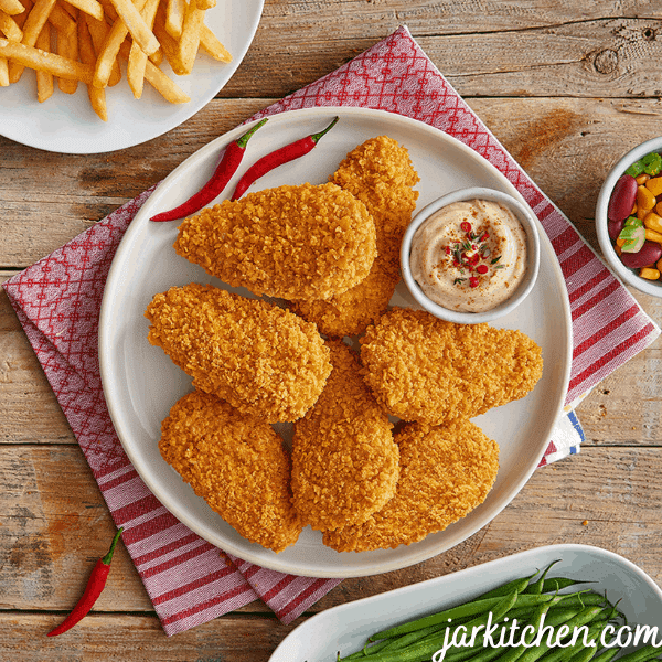 Glorious chicken nuggets, they are crisp and golden. Just like how they should be. 